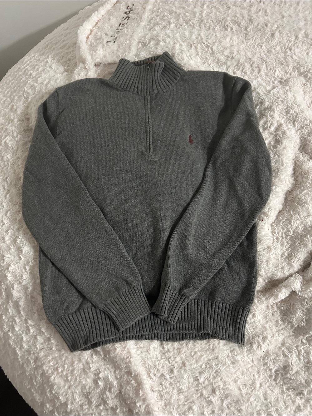 Polo by Ralph Lauren Charcoal Gray Quarter-Zip Mock Neck Sweater